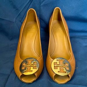 Tory Burch Tan Open Toe Wedge